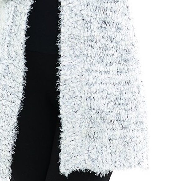 Soft fluffy gray open front cardigan - Picture 3 of 5